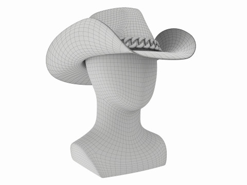 Store display mannequin head with Woman cowboy hat Modelo 3D