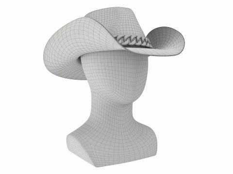 Cabe&ccedil;a de manequim de exibi&ccedil;&atilde;o de loja com chap&eacute;u de cowboy feminino Modelo 3D