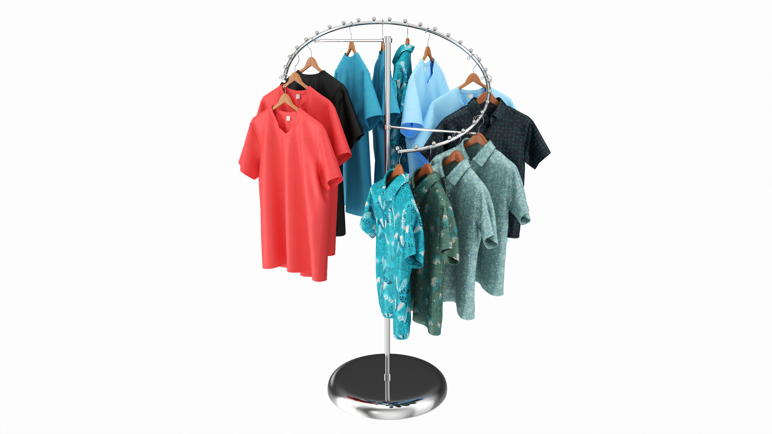 Store Metal Spiral Clothing Rack 3D Model .c4d .max .obj .3ds .fbx .stl .blend 