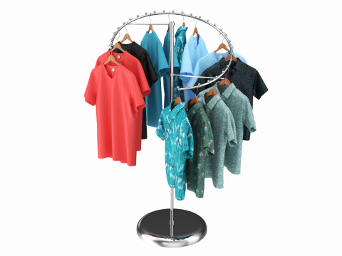 Store Metal Spiral Clothing Rack 3D Модель