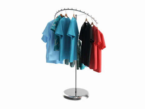 Store Metal Spiral Clothing Rack 3D Model