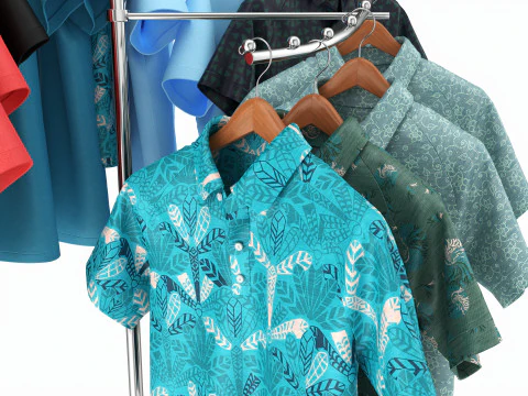 Store Metal Spiral Clothing Rack 3D Model