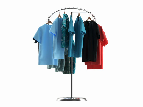 Store Metal Spiral Clothing Rack 3D Model