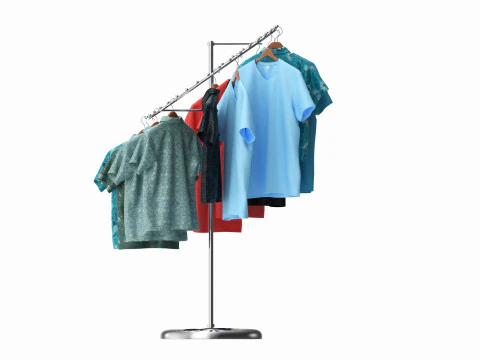 Store Metal Spiral Clothing Rack 3D Model