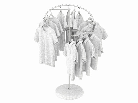 Store Metal Spiral Clothing Rack Modello 3D