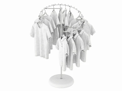 Store Metal Spiral Clothing Rack 3D Model