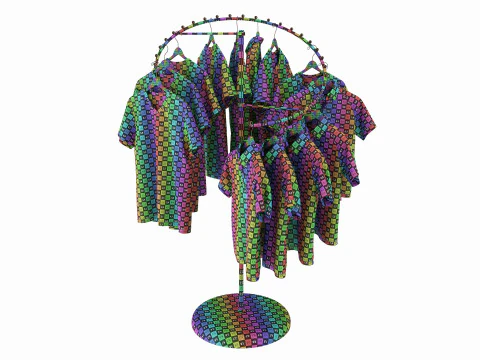 Store Metal Spiral Clothing Rack 3D Model