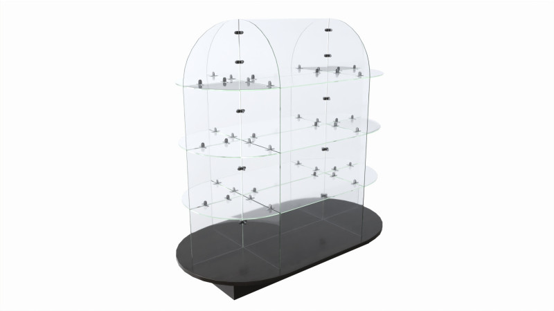 Store oval glass double sided display shelf Modelo 3D .c4d .max .obj .3ds .fbx .stl .blend 