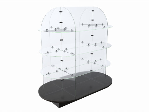Store oval glass double sided display shelf 3D Model