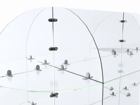 Store oval glass double sided display shelf 3D Model