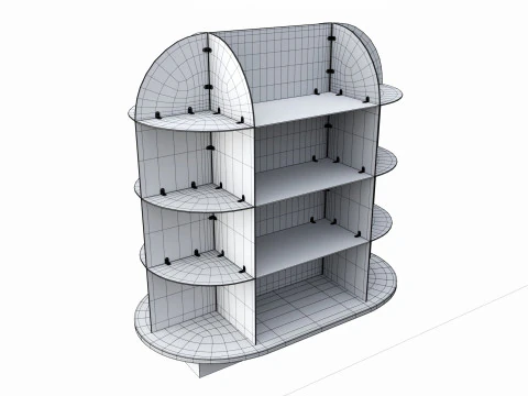 Store oval glass double sided display shelf 3D Model