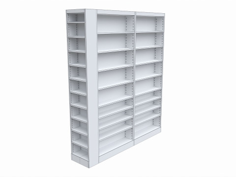 Store Pharm Metal Shelf Comp 3D Модель