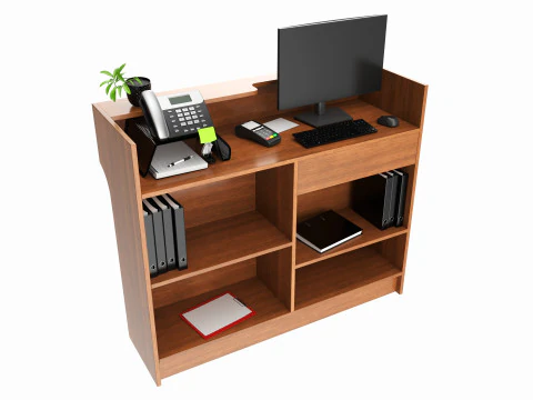 स्टोर रजिस्टर चेकआउट काउंटर बड़ा 3D मॉडल