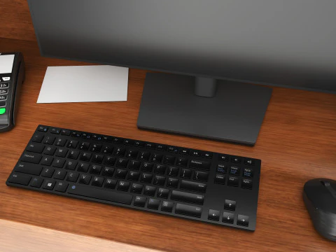 Store Register Checkout Counter Large 3D Model