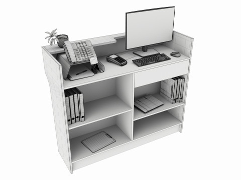 Store Register Checkout Counter Large 3Dモデル