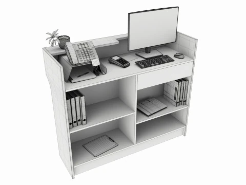 Store Register Checkout Counter Large 3D Model