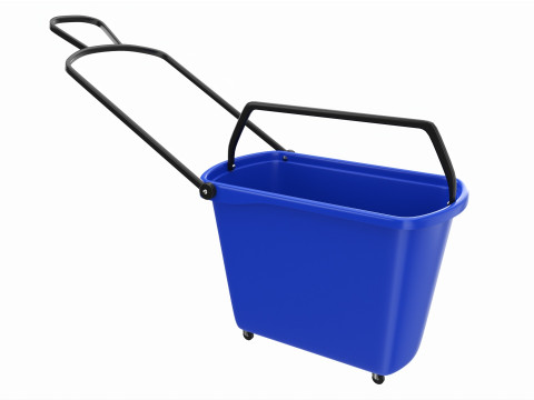 Store rolling shopping basket blue Model 3D