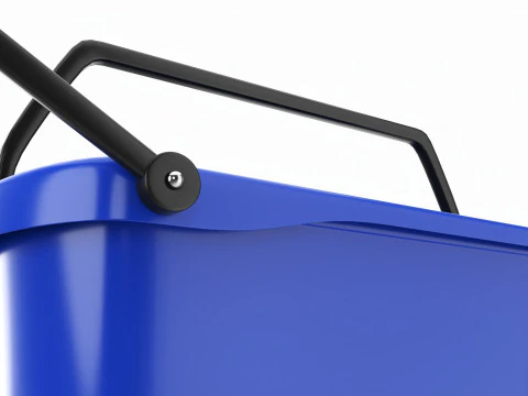 Store rolling shopping basket blue 3D Model