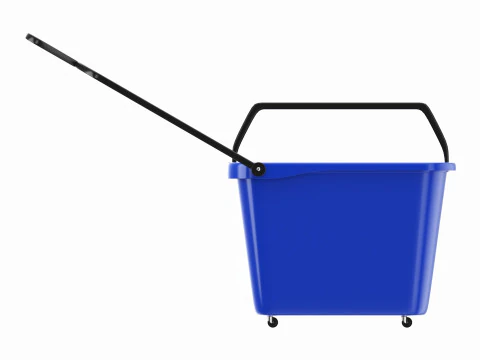 Store rolling shopping basket blue 3D Model