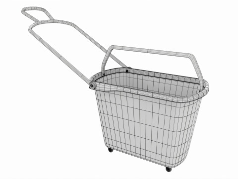 Store rolling shopping basket blue Modèle 3D