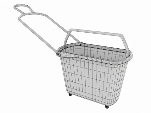 Store rolling shopping basket blue 3D Model