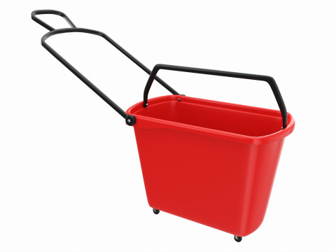 Store rolling shopping basket red Model 3D