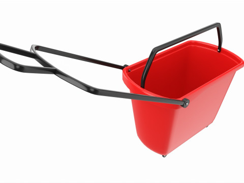 Store rolling shopping basket red Model 3D