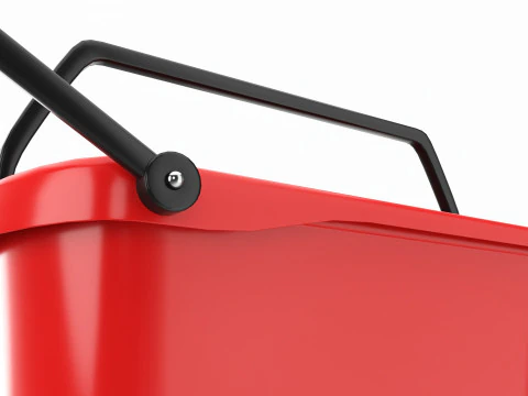 Store rolling shopping basket red 3D Model