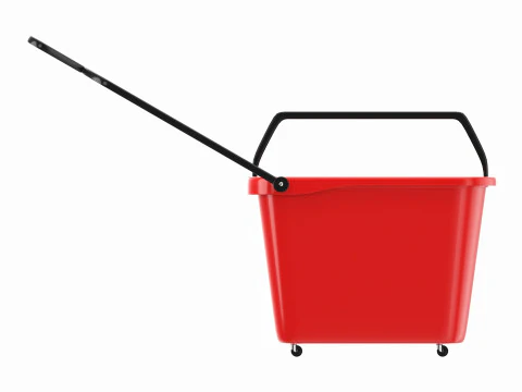 Store rolling shopping basket red 3D Model