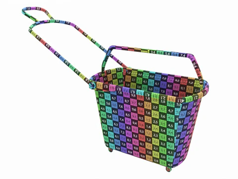 Store rolling shopping basket red 3D Model