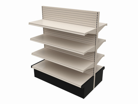 Store Shelving Double Sided Unit Small 3D 모델