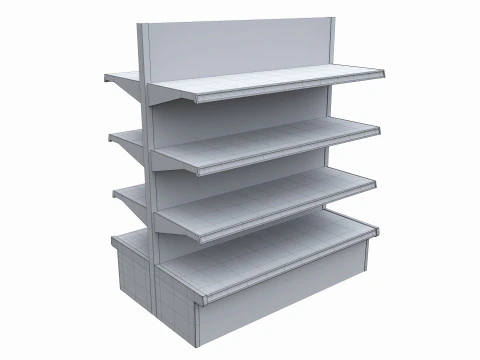 Store Shelving Double Sided Unit Small 3D Model
