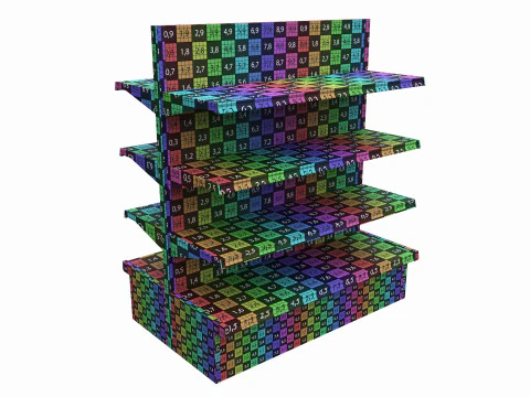 Store Shelving Double Sided Unit Small 3D Model