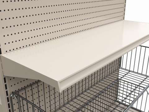 Store Shelving Double Sided Unit Small With Baskets Model 3D