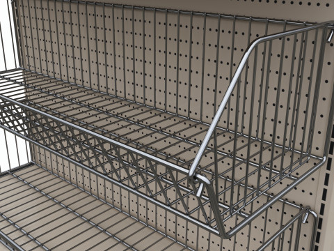 Store Shelving Double Sided Unit Small With Baskets Model 3D