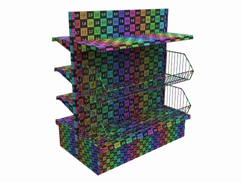 Store Shelving Double Sided Unit Small With Baskets Model 3D