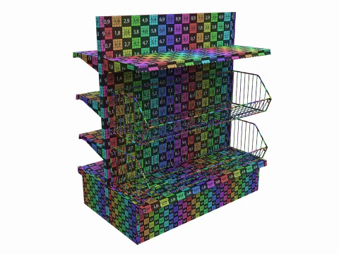Store Shelving Double Sided Unit Small With Baskets 3D Model
