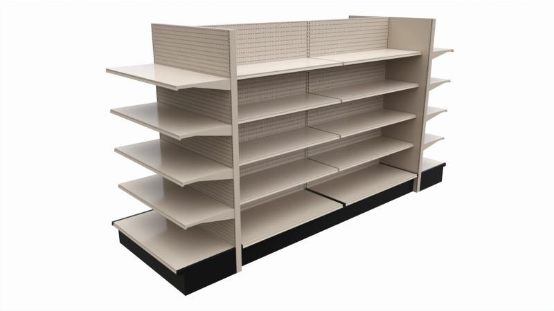 Store Shelving Double Sided Unit With End Cap Unit 3D 模型 .c4d .max .obj .3ds .fbx .stl .blend 
