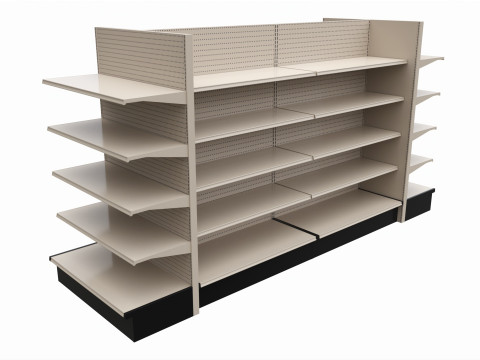 Store Shelving Double Sided Unit With End Cap Unit 3D-Modell