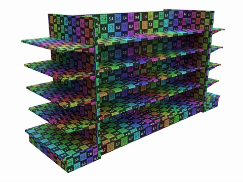 Store Shelving Double Sided Unit With End Cap Unit 3D 模型