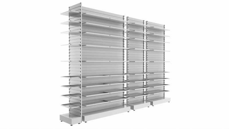 Store Slatwall Metal Double Sided Shelf Unit Model 3D .c4d .max .obj .3ds .fbx .stl .blend 