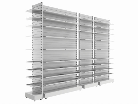 Store Slatwall Metal Double Sided Shelf Unit 3D-Modell