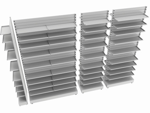 Store Slatwall Metal Double Sided Shelf Unit Model 3D