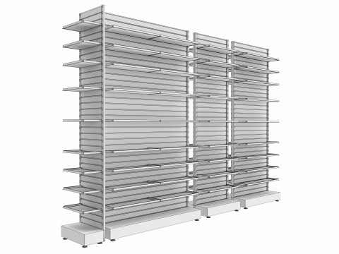 Store Slatwall Metal Double Sided Shelf Unit Model 3D