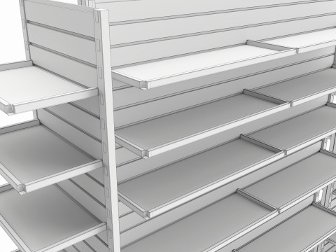 Store Slatwall Metal Double Sided Shelf Unit Model 3D