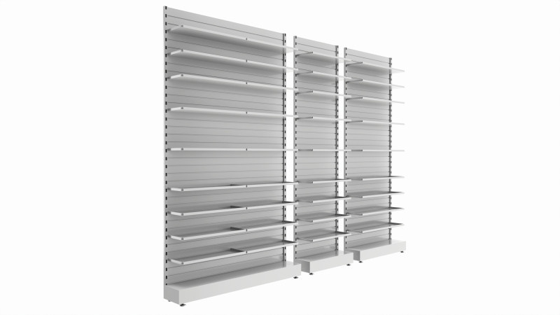Store Slatwall Metal Slatwall Wall Shelf Unit Modelo 3D .c4d .max .obj .3ds .fbx .stl .blend 