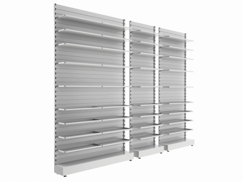 Store Slatwall Metal Slatwall Wall Shelf Unit Modelo 3D