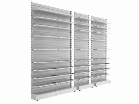 Unidad de estante de pared con listones de metal Store Slatwall Modelo 3D