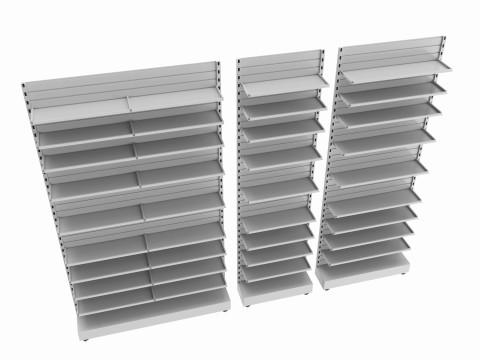 Store Slatwall Metal Slatwall Wall Shelf Unit Modelo 3D