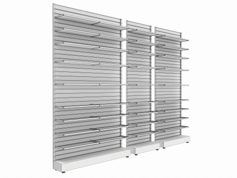 Store Slatwall Metal Slatwall Wall Shelf Unit Modelo 3D